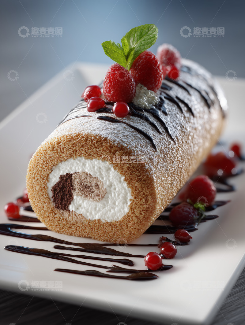 高清大图下载【趣麦麦图】甜品蛋糕卷瑞士卷摄影图5