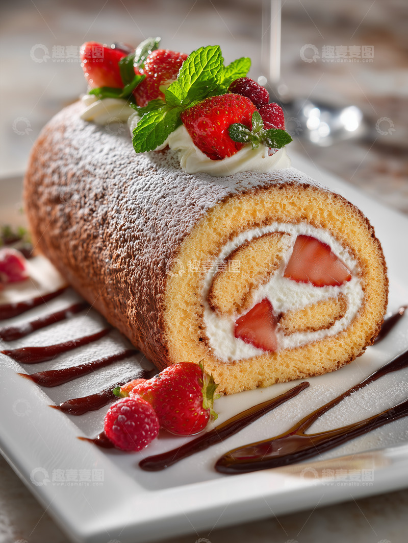 高清大图下载【趣麦麦图】甜品蛋糕卷瑞士卷摄影图6
