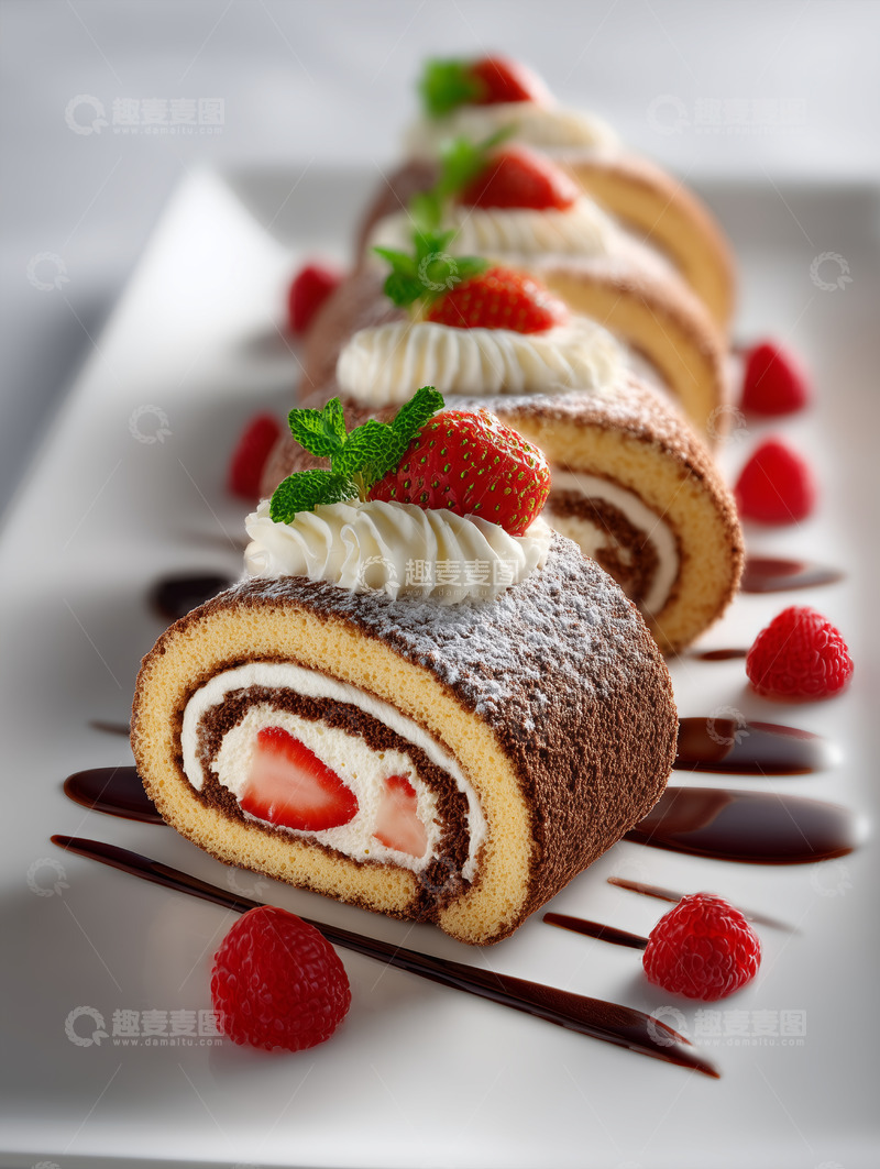 高清大图下载【趣麦麦图】甜品蛋糕卷瑞士卷摄影图24