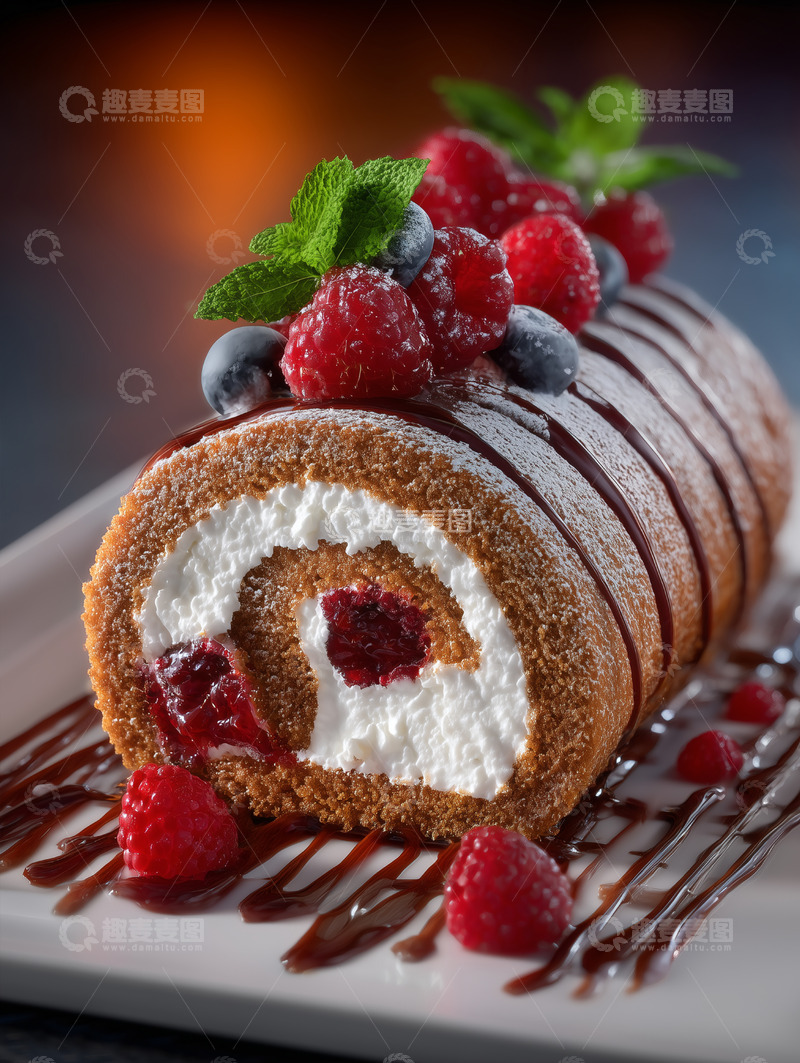 高清大图下载【趣麦麦图】甜品蛋糕卷瑞士卷摄影图4