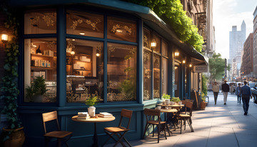 街角的咖啡店街道摄影图1