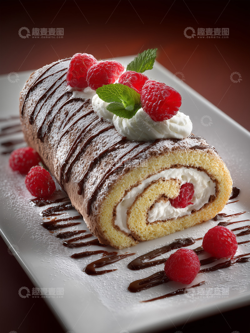 高清大图下载【趣麦麦图】甜品蛋糕卷瑞士卷摄影图1