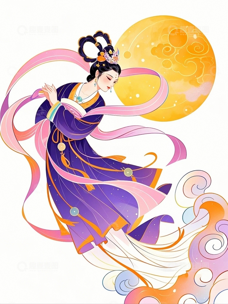 高清大图下载【趣麦麦图】中秋节嫦娥人物1