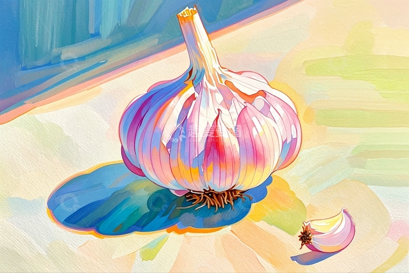 高清大图下载【趣麦麦图】水彩插画大蒜3