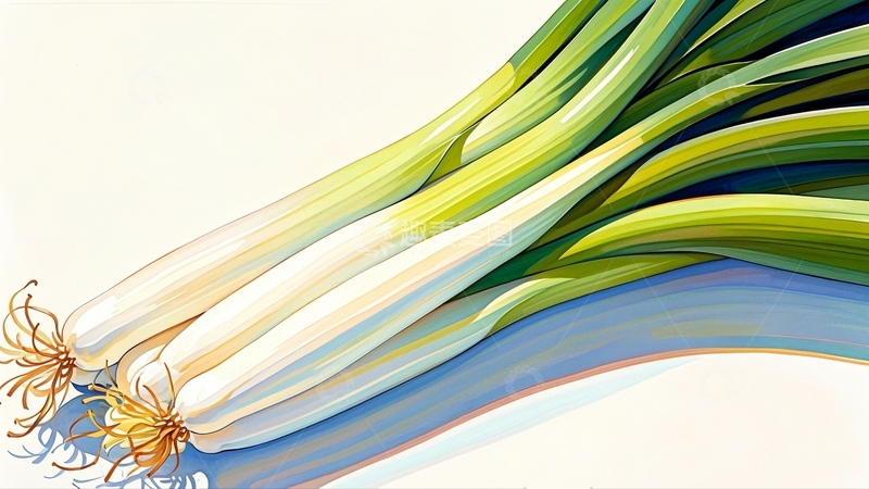 高清大图下载【趣麦麦图】水彩插画大葱