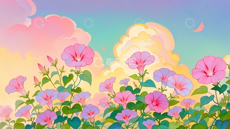 高清大图下载【趣麦麦图】水彩插画牵牛花3