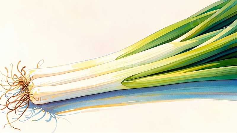 高清大图下载【趣麦麦图】水彩插画大葱6