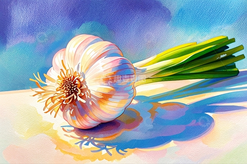 高清大图下载【趣麦麦图】水彩插画大蒜