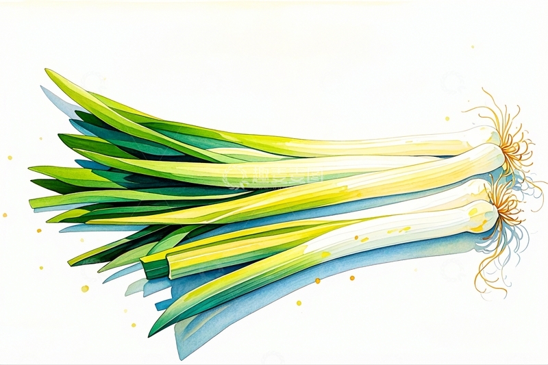 高清大图下载【趣麦麦图】水彩插画大葱2