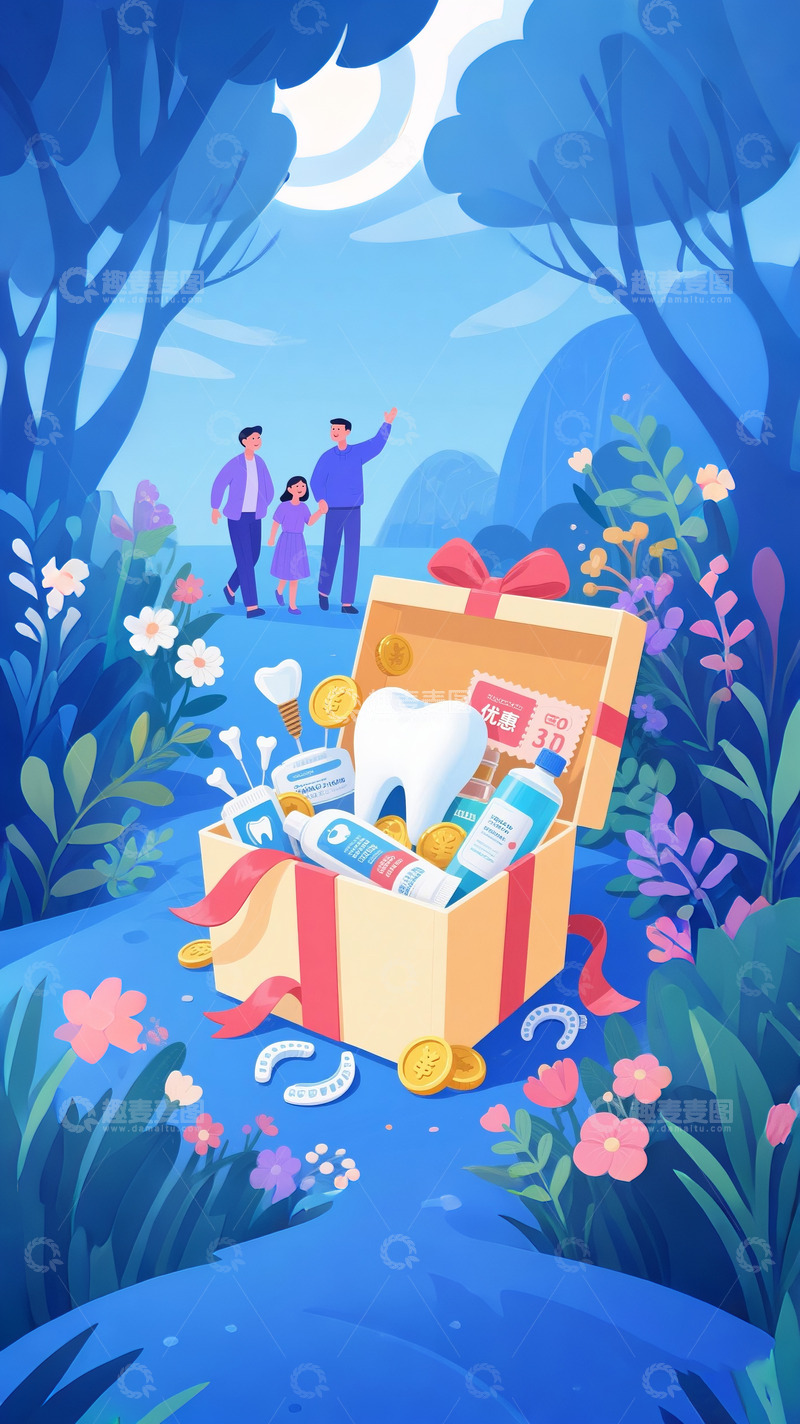 高清大图下载【趣麦麦图】618牙科电商促销海报3D渲染7