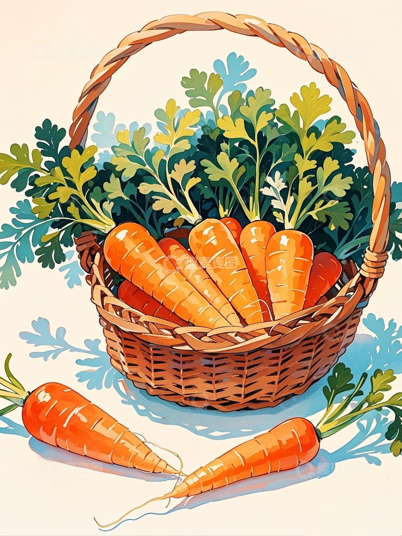 高清大图下载【趣麦麦图】水彩插画胡萝卜1