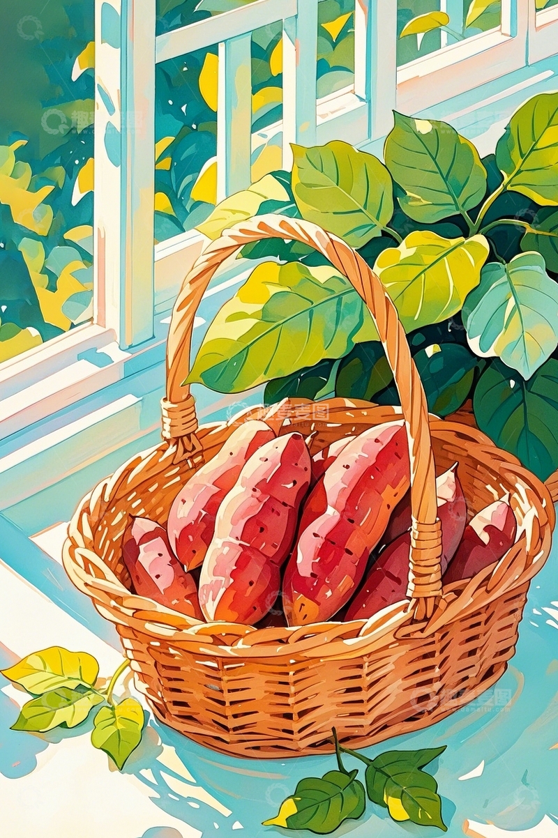 高清大图下载【趣麦麦图】水彩插画红薯