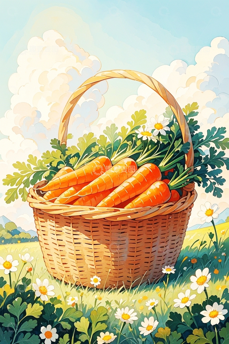 高清大图下载【趣麦麦图】水彩插画胡萝卜6