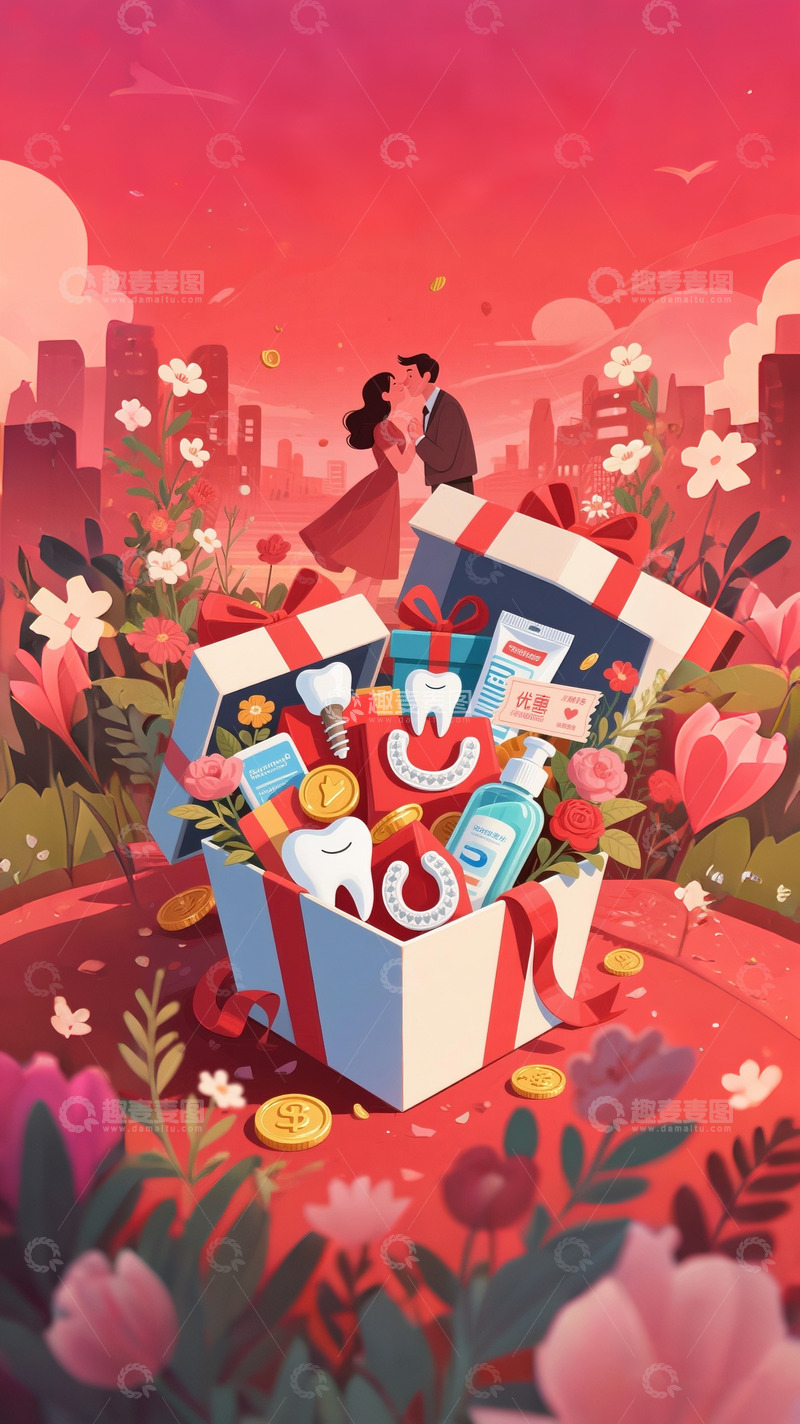 高清大图下载【趣麦麦图】618牙科电商促销海报3D渲染8