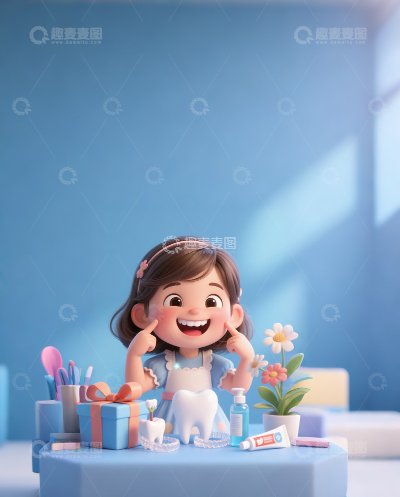 促销海报牙科人物孩子父母礼盒牙齿4