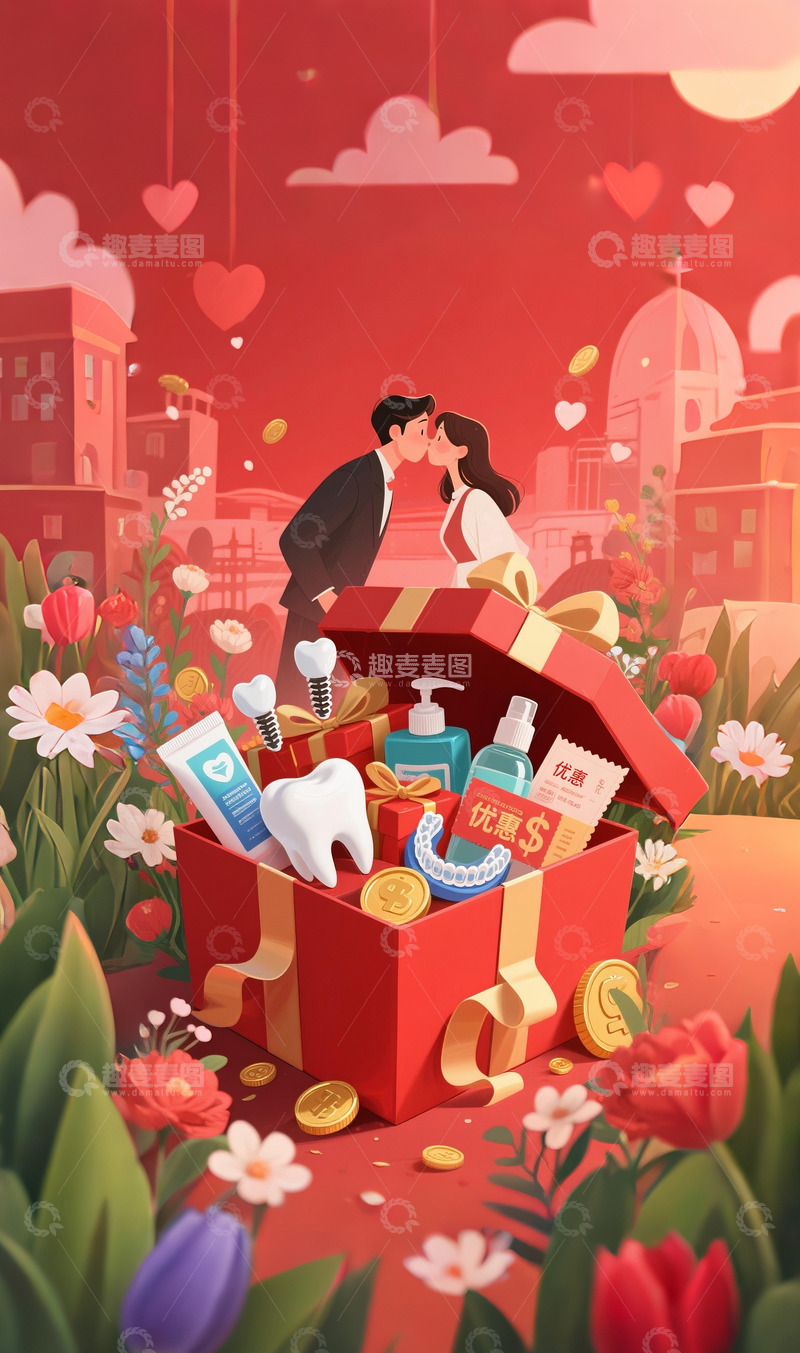 高清大图下载【趣麦麦图】618牙科电商促销海报3D渲染9