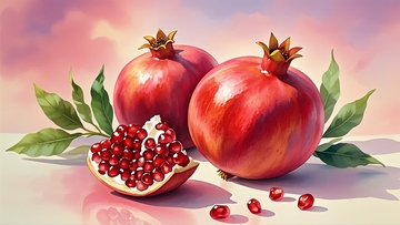 水彩插画红石榴 1