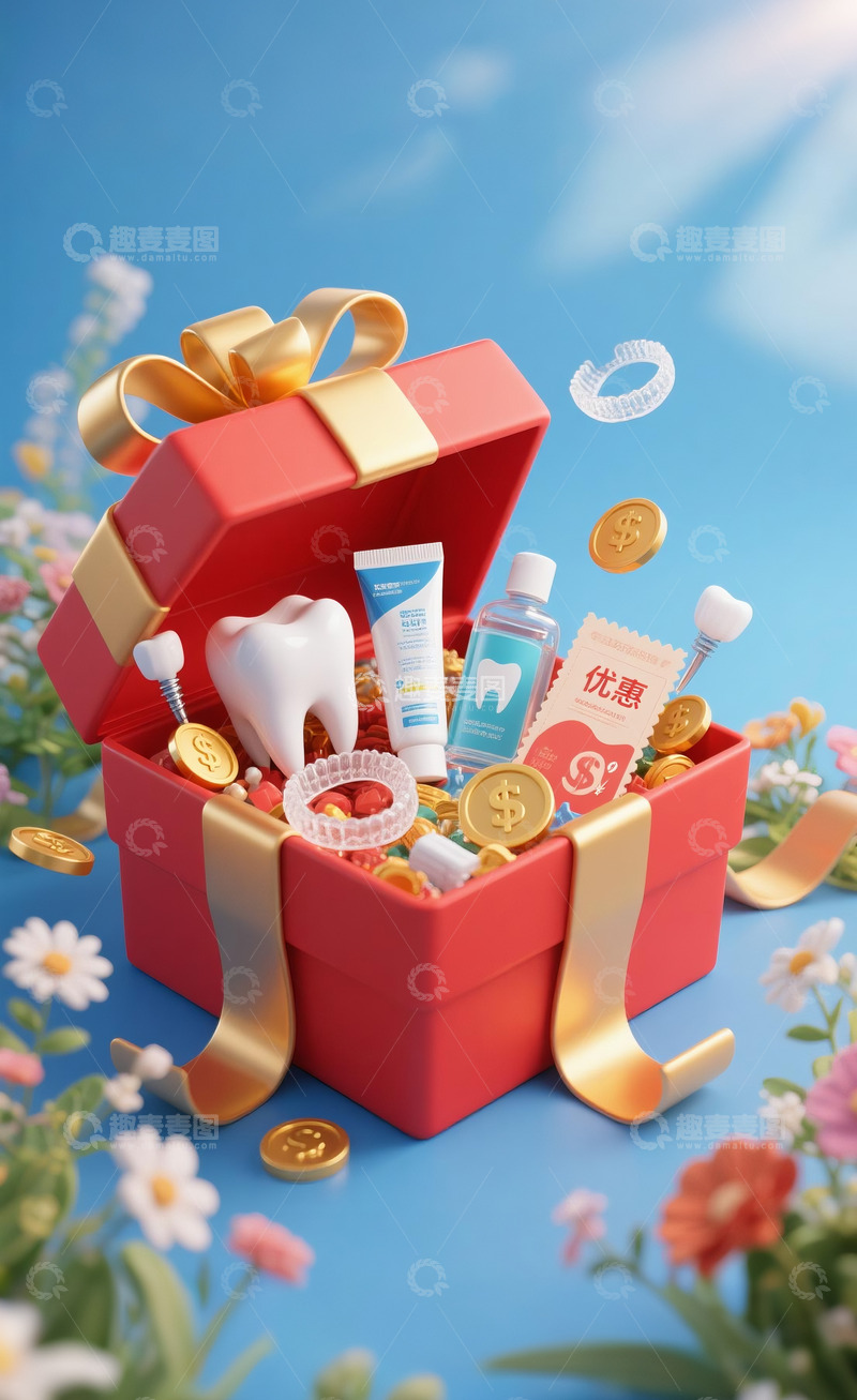 促销海报牙科人物孩子父母礼盒牙齿8