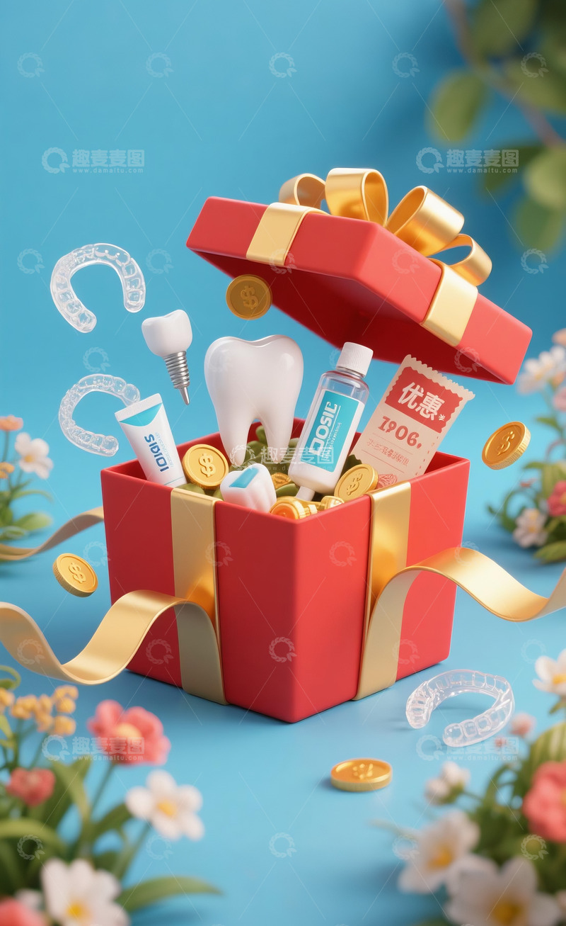 促销海报牙科人物孩子父母礼盒牙齿9