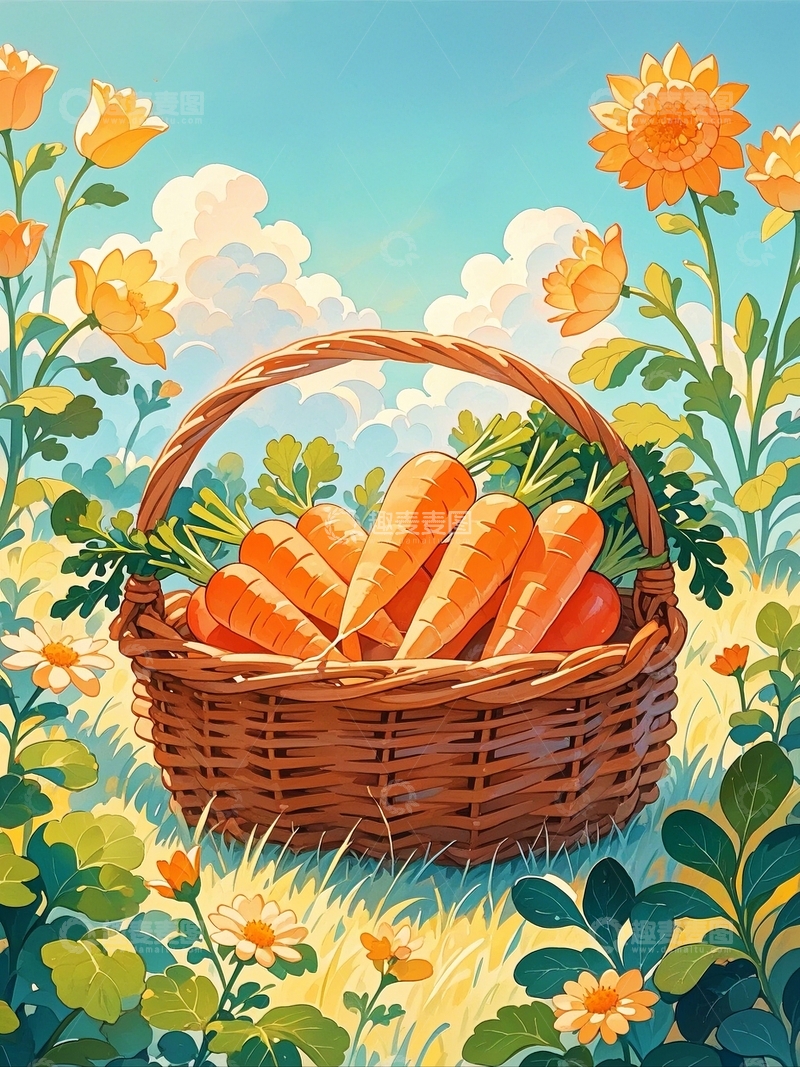 高清大图下载【趣麦麦图】水彩插画胡萝卜3