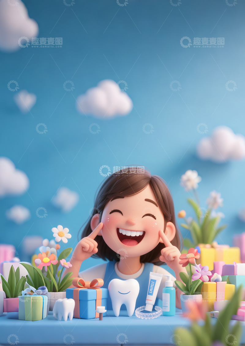 促销海报牙科人物孩子父母礼盒牙齿3