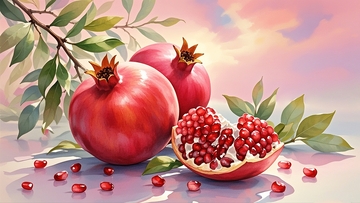 水彩插画红石榴 2