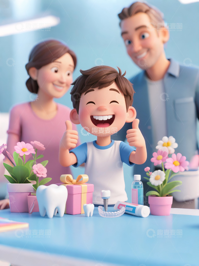 促销海报牙科人物孩子父母礼盒牙齿2