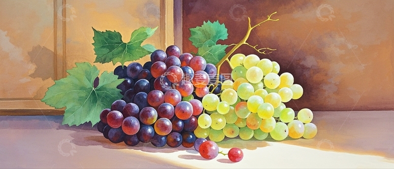 高清大图下载【趣麦麦图】水彩插画葡萄2