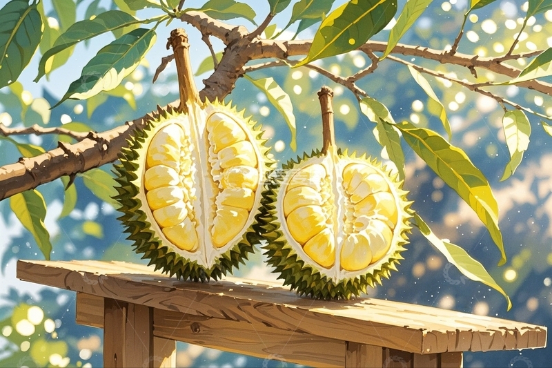 高清大图下载【趣麦麦图】水彩插画榴莲4