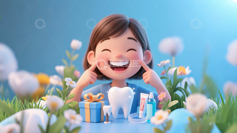 促销海报牙科人物孩子父母礼盒牙齿1