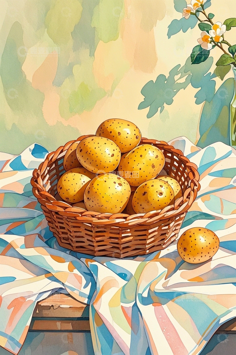 高清大图下载【趣麦麦图】水彩插画土豆1
