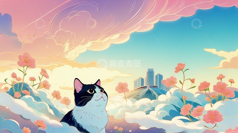高清大图下载【趣麦麦图】-国潮插画小猫4