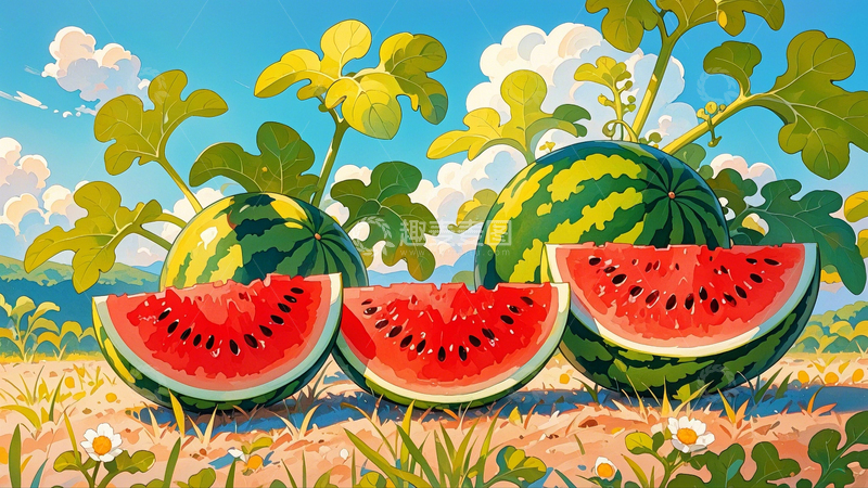 高清大图下载【趣麦麦图】水彩插画西瓜1