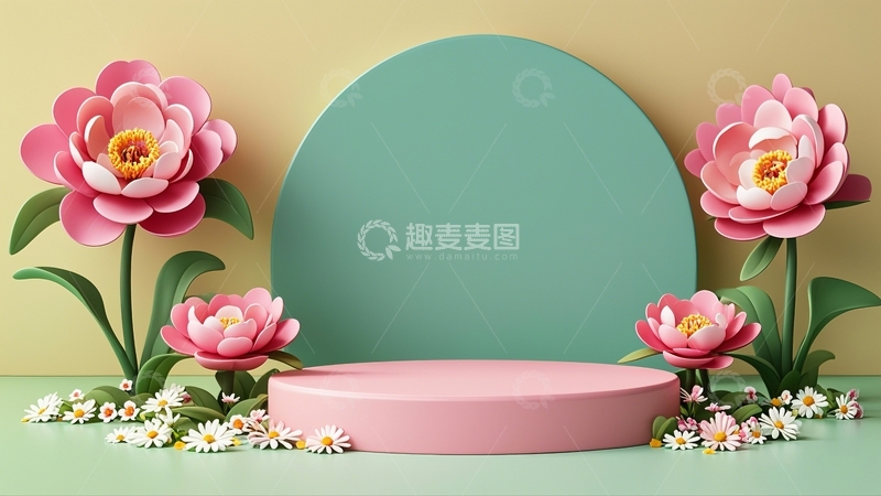 高清大图下载【趣麦麦图】粉色浪漫展台背景11