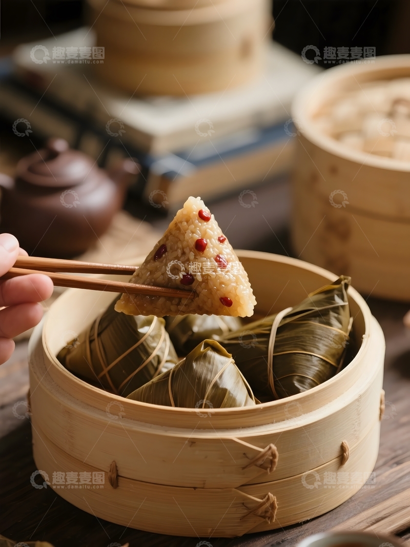 高清大图下载【趣麦麦图】竹笼中飘香的粽子2