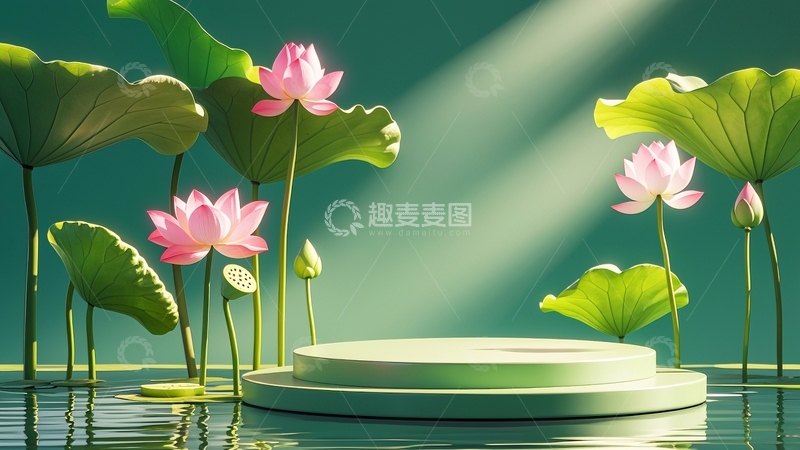 高清大图下载【趣麦麦图】绿色自然展台背景40