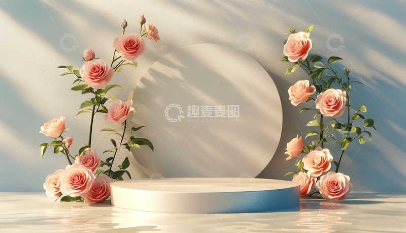 高清大图下载【趣麦麦图】粉色浪漫展台背景8