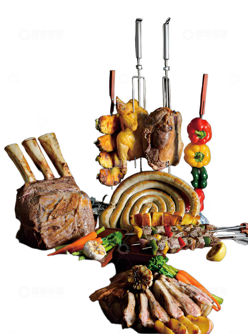 高清大图下载【趣麦麦图】中国风特色烧烤配景图