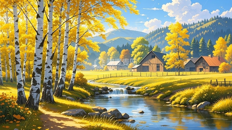 高清大图下载【趣麦麦图】秋天的白桦林4