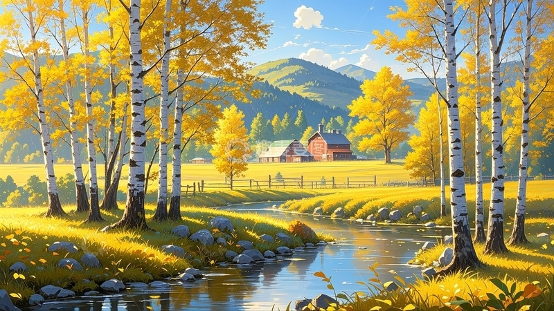 高清大图下载【趣麦麦图】秋天的白桦林5