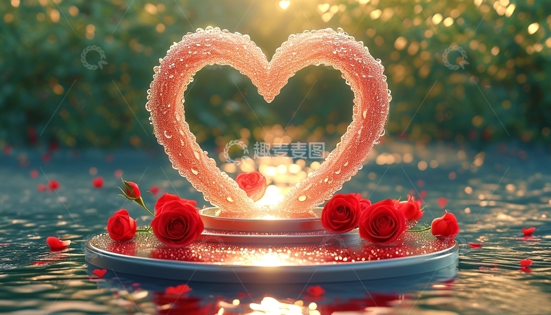 高清大图下载【趣麦麦图】红色浪漫展台背景4