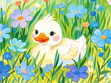 水彩插画小鸭子2