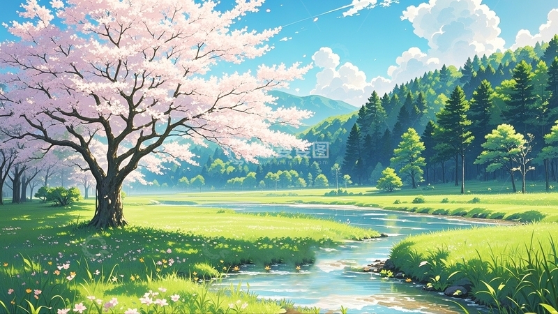 高清大图下载【趣麦麦图】樱花树樱花背景2