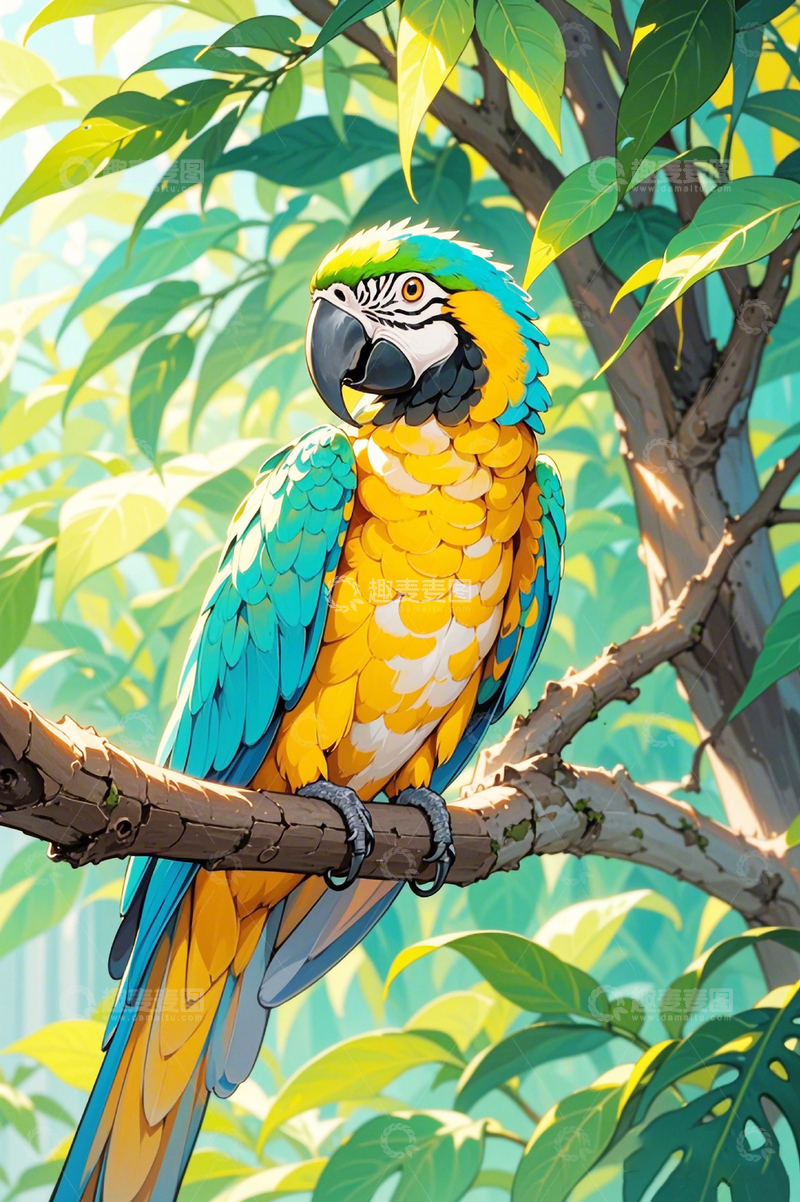 高清大图下载【趣麦麦图】水彩插画鹦鹉11