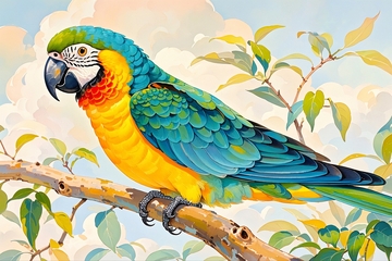 水彩插画鹦鹉13