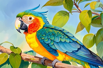 水彩插画鹦鹉8