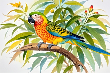 水彩插画鹦鹉7