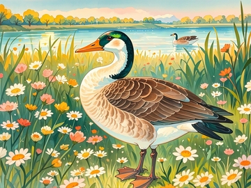 水彩插画小鸭子