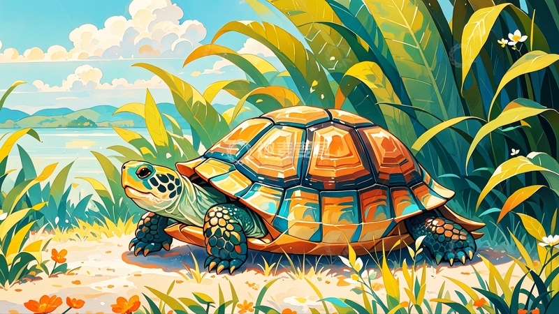 高清大图下载【趣麦麦图】水彩插画乌龟5
