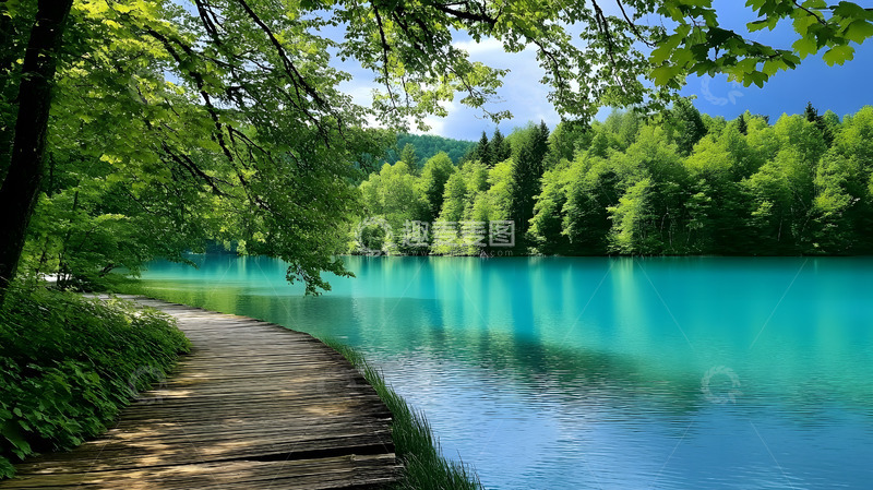 高清大图下载【趣麦麦图】夏天的碧绿河道1